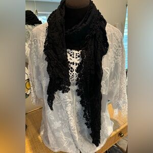 Young Essence crochet and lace ruffle scarf new with tags